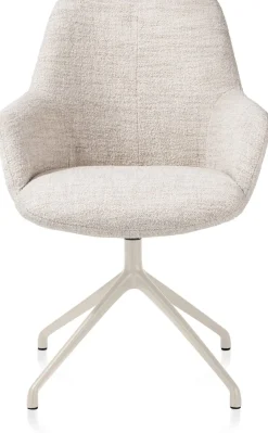 XOOON Mats, armstoel aluminium frame 4-poots - draaibaar creme - stof Luton - Creme^ Armstoelen