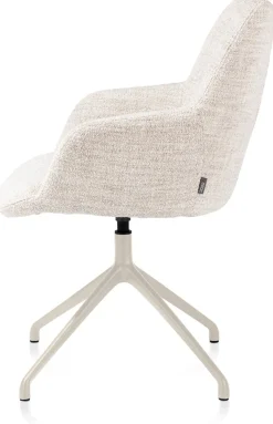 XOOON Mats, armstoel aluminium frame 4-poots - draaibaar creme - stof Luton - Creme^ Armstoelen