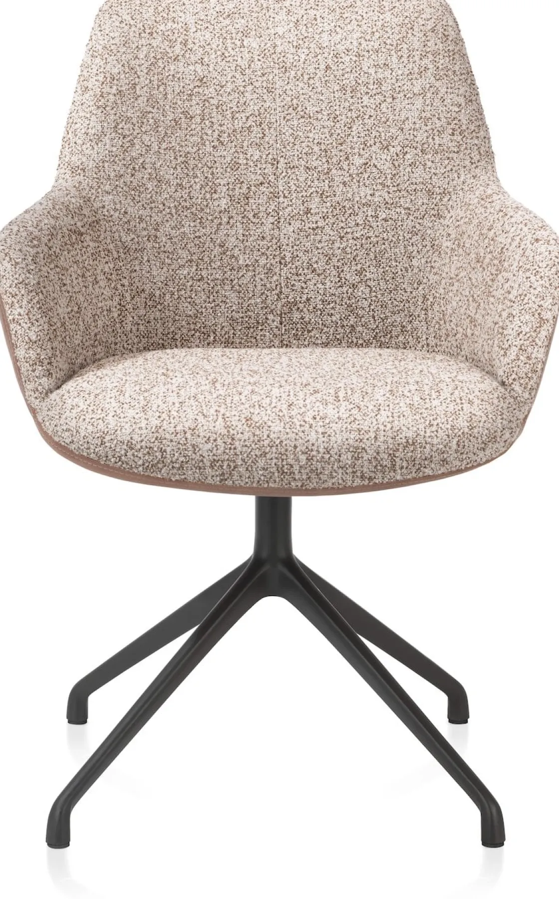 XOOON Mats, armstoel aluminium frame 4-poots - draaibaar rough off black - combi Pala cognac + Luton koper^ Armstoelen