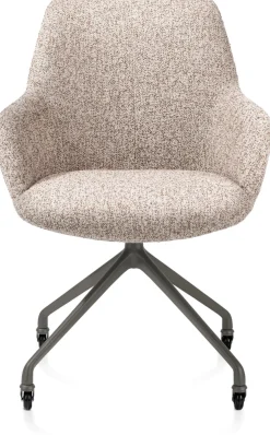 XOOON Mats, armstoel aluminium frame wielen grafiet - stof Luton crème - koper^ Armstoelen