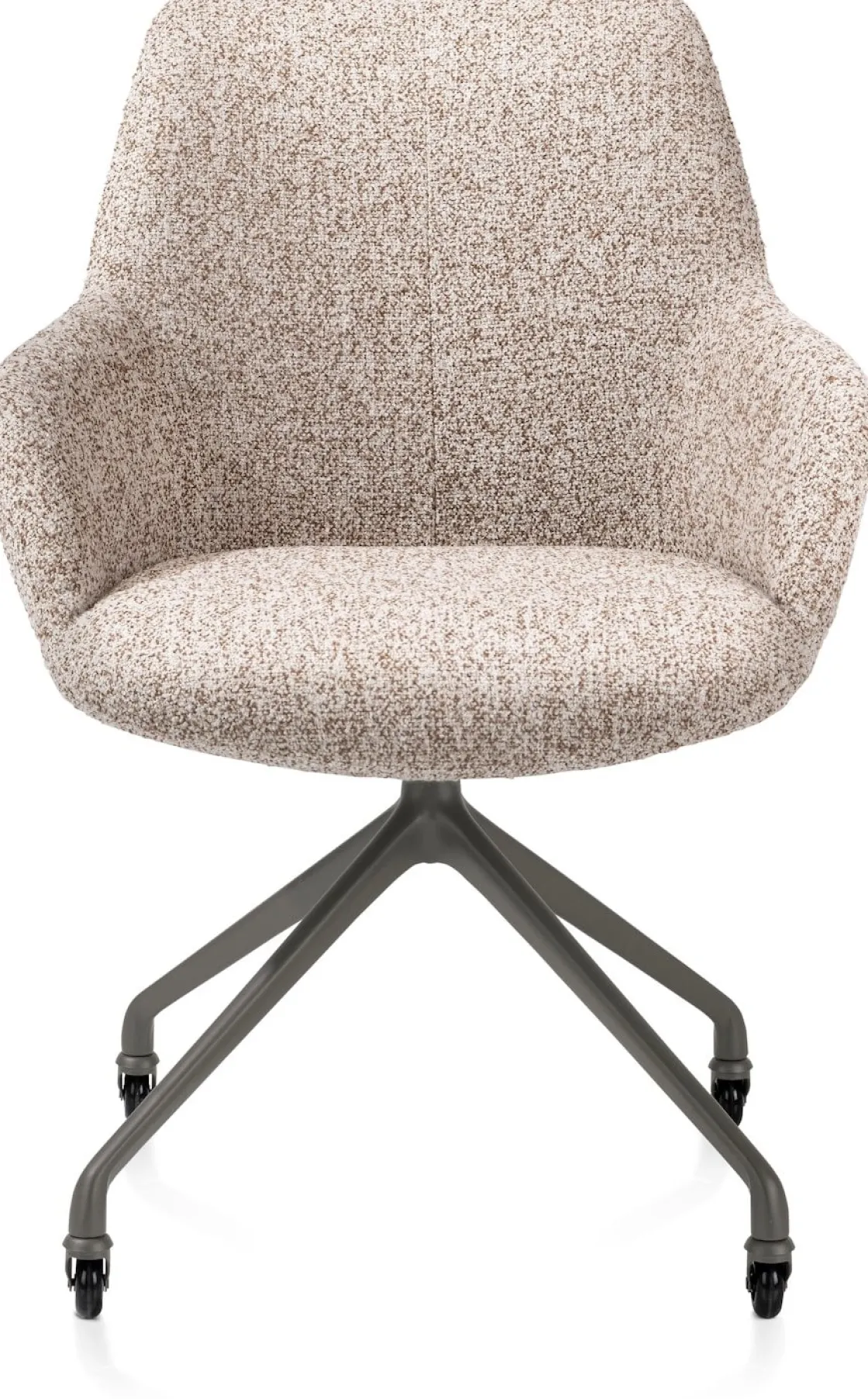 XOOON Mats, armstoel aluminium frame wielen grafiet - stof Luton crème - koper^ Armstoelen