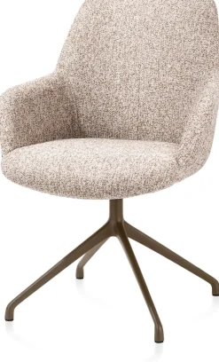 XOOON Mats, armstoel aluminium frame 4-poots - draaibaar steelbrown - stof Luton - koper^ Armstoelen