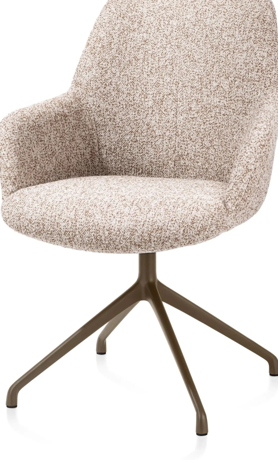 XOOON Mats, armstoel aluminium frame 4-poots - draaibaar steelbrown - stof Luton - koper^ Armstoelen