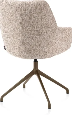 XOOON Mats, armstoel aluminium frame 4-poots - draaibaar steelbrown - stof Luton - koper^ Armstoelen