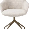 XOOON Mats, armstoel aluminium frame 4-poots - draaibaar steelbrown - stof Luton - Creme^ Armstoelen