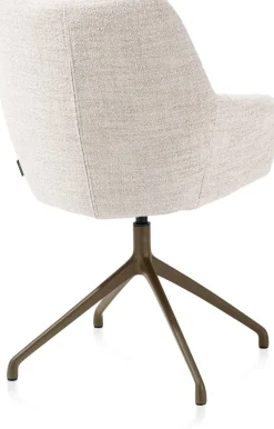 XOOON Mats, armstoel aluminium frame 4-poots - draaibaar steelbrown - stof Luton - Creme^ Armstoelen