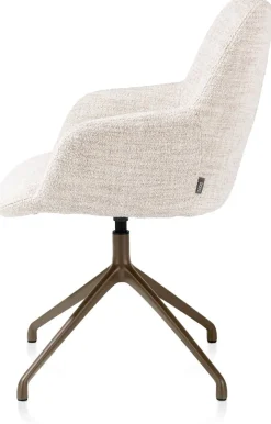 XOOON Mats, armstoel aluminium frame 4-poots - draaibaar steelbrown - stof Luton - Creme^ Armstoelen