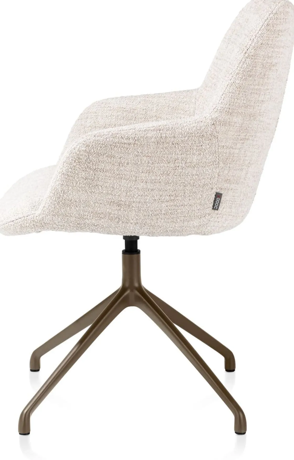 XOOON Mats, armstoel aluminium frame 4-poots - draaibaar steelbrown - stof Luton - Creme^ Armstoelen