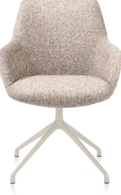XOOON Mats, armstoel aluminium frame 4-poots - draaibaar creme - stof Luton - koper^ Armstoelen