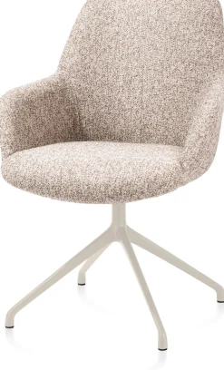 XOOON Mats, armstoel aluminium frame 4-poots - draaibaar creme - stof Luton - koper^ Armstoelen