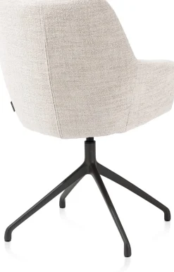 XOOON Mats, armstoel aluminium frame 4-poots - draaibaar rough off black - stof Luton - Creme^ Armstoelen