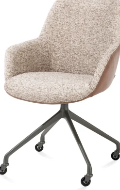 XOOON Mats, armstoel aluminium frame wielen grafiet - combi Pala cognac + Luton koper^ Armstoelen