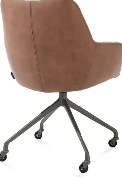 XOOON Mats, armstoel aluminium frame wielen grafiet - combi Pala cognac + Luton koper^ Armstoelen