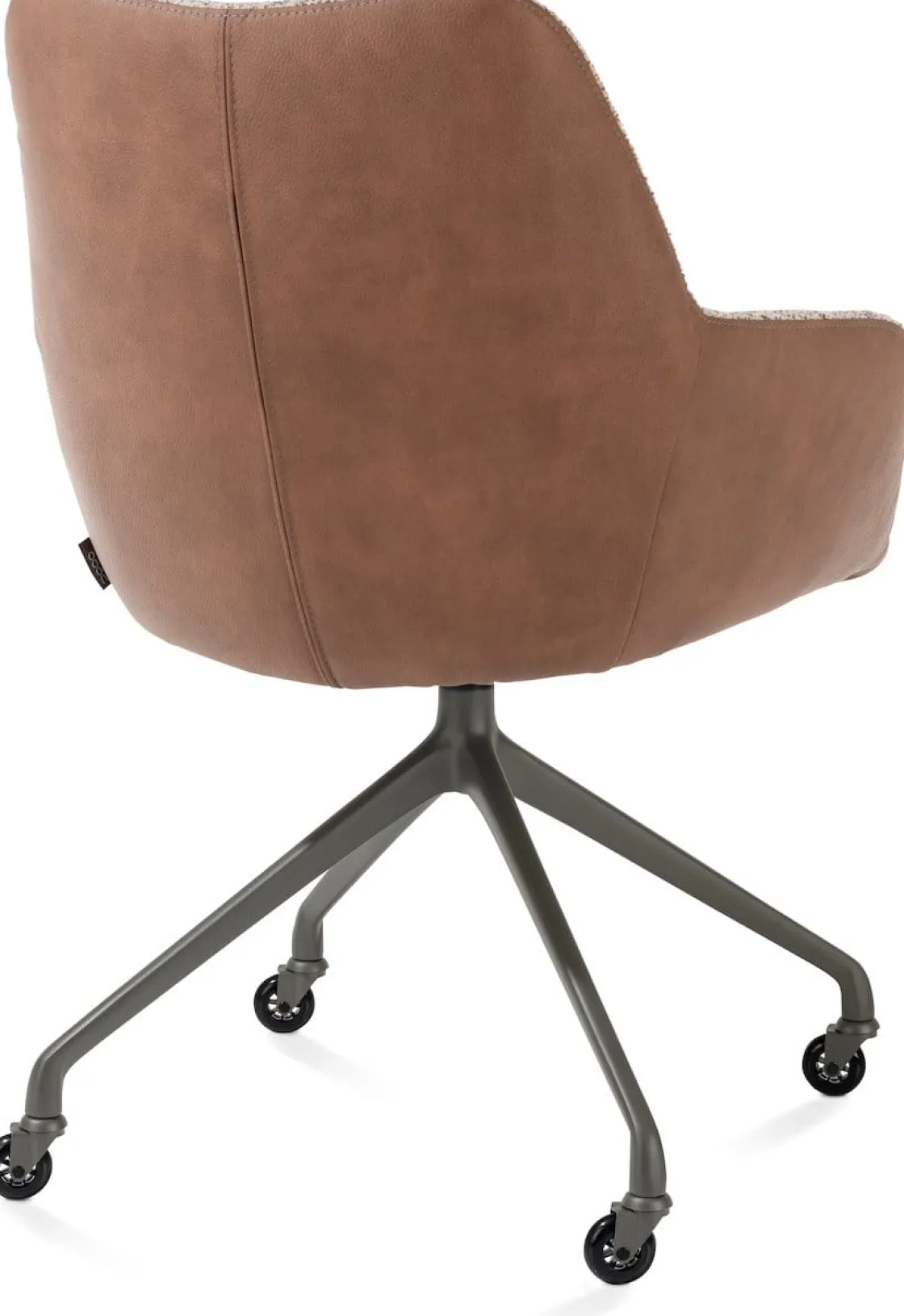 XOOON Mats, armstoel aluminium frame wielen grafiet - combi Pala cognac + Luton koper^ Armstoelen