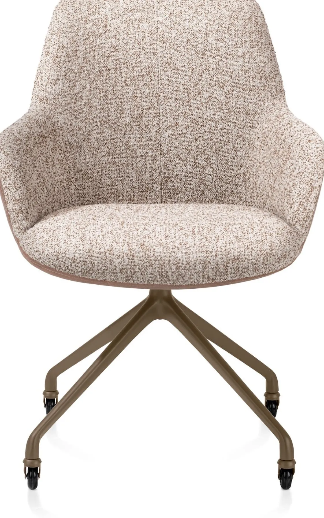 XOOON Mats, armstoel aluminium frame wielen steelbrown - combi Pala cognac + Luton koper^ Armstoelen