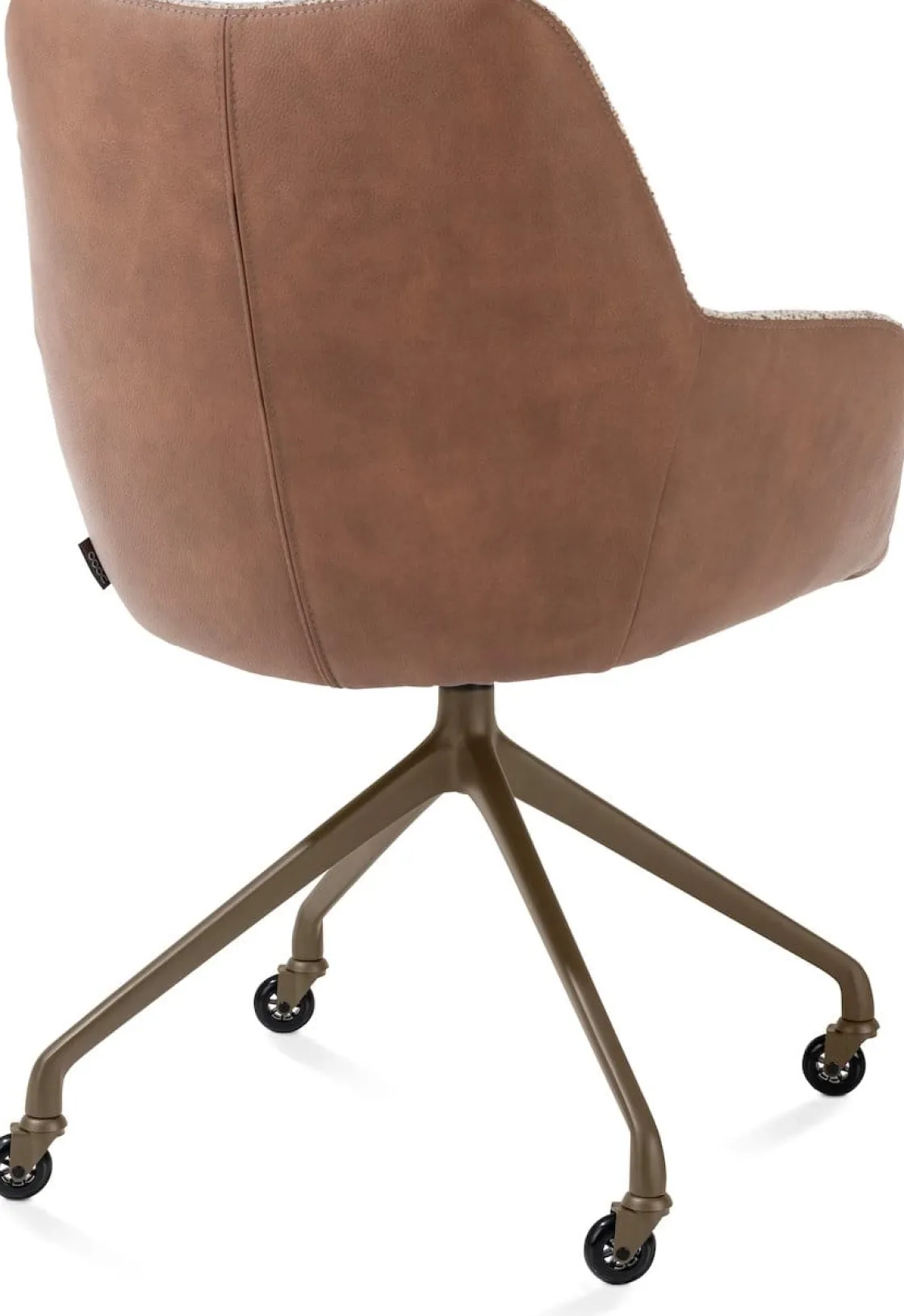 XOOON Mats, armstoel aluminium frame wielen steelbrown - combi Pala cognac + Luton koper^ Armstoelen