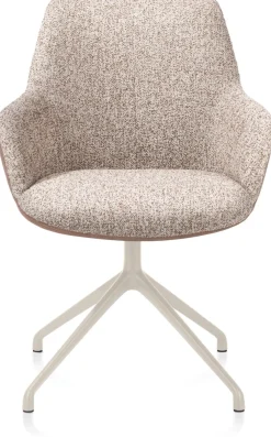 XOOON Mats, armstoel aluminium frame 4-poots - draaibaar creme - Pala cognac + Luton koper^ Armstoelen
