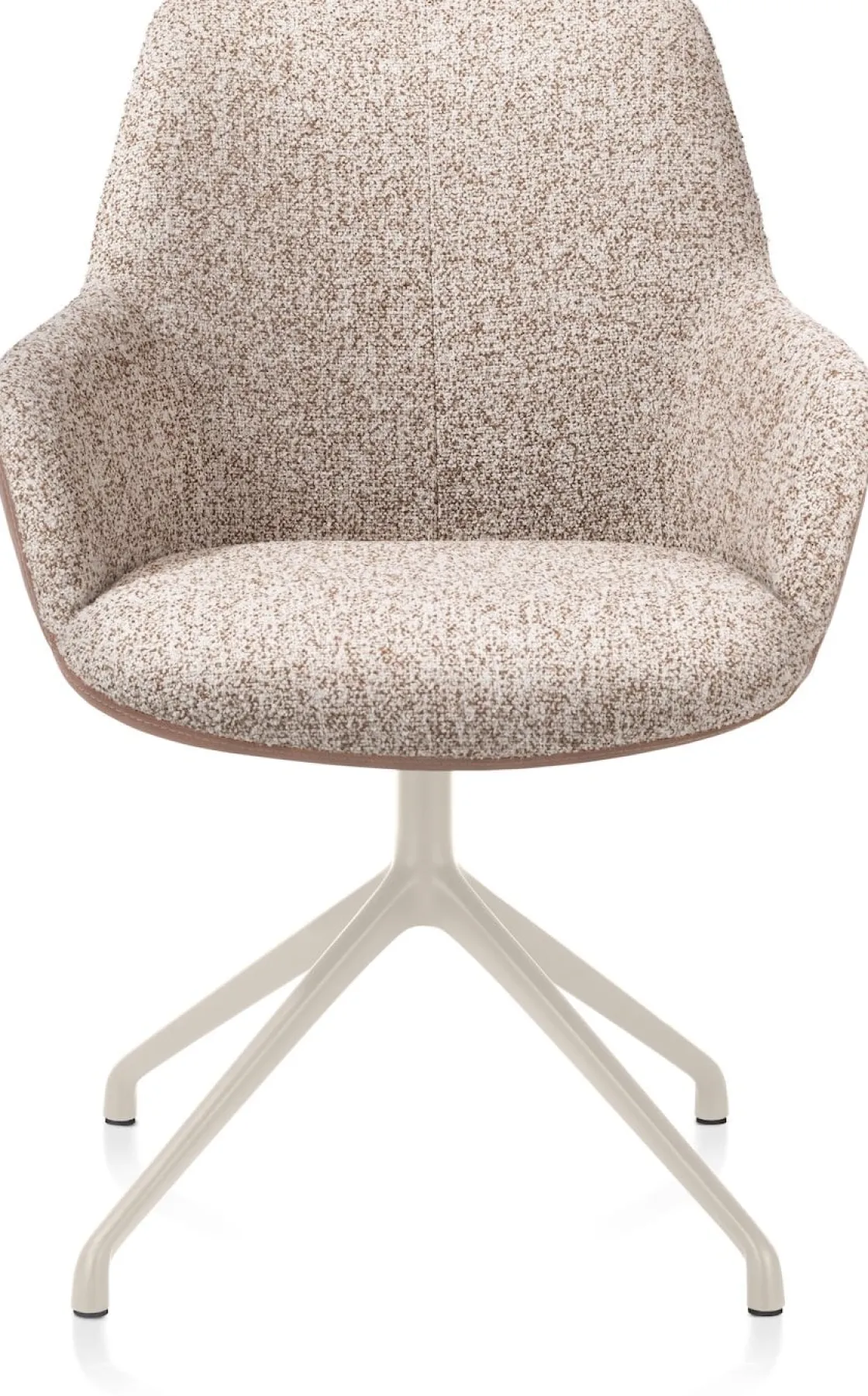 XOOON Mats, armstoel aluminium frame 4-poots - draaibaar creme - Pala cognac + Luton koper^ Armstoelen
