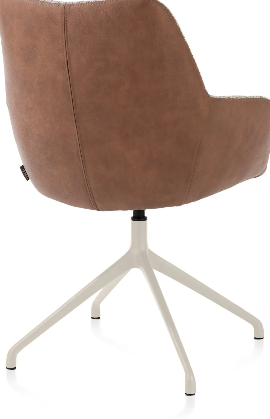 XOOON Mats, armstoel aluminium frame 4-poots - draaibaar creme - Pala cognac + Luton koper^ Armstoelen