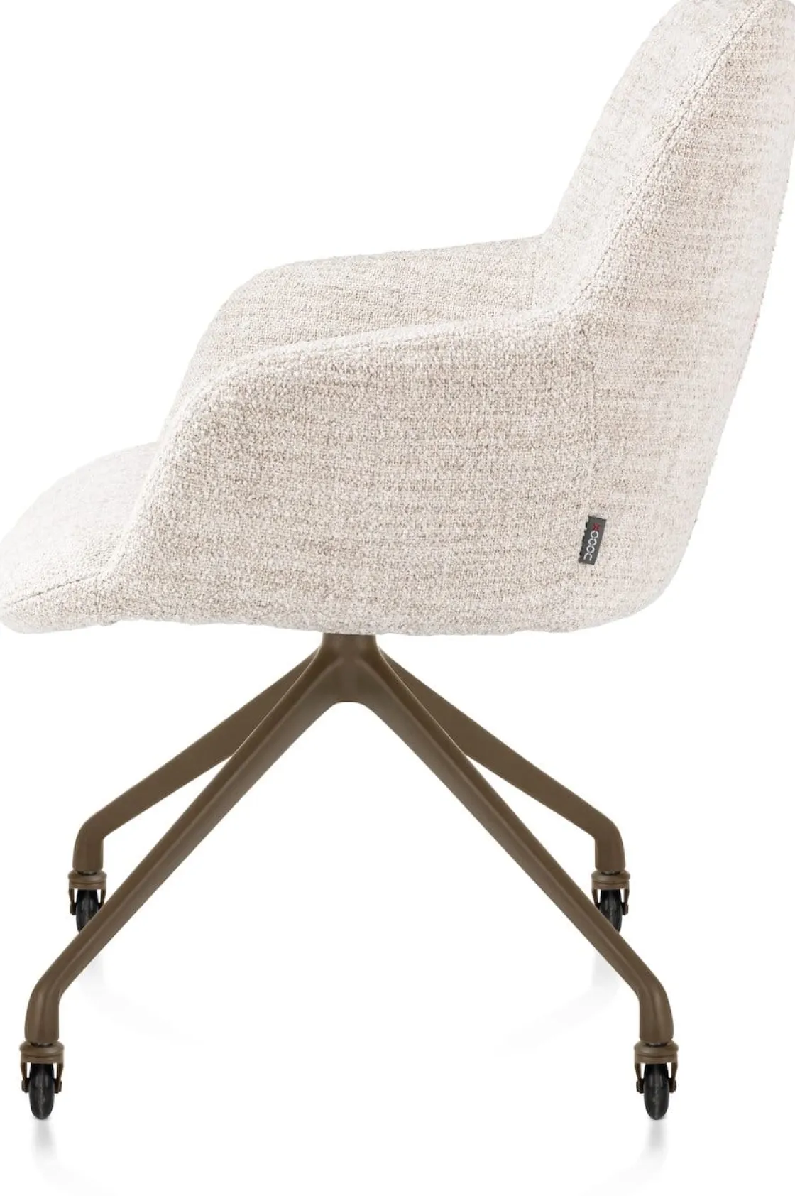 XOOON Mats, armstoel aluminium frame wielen steelbrown - stof Luton - Creme^ Armstoelen