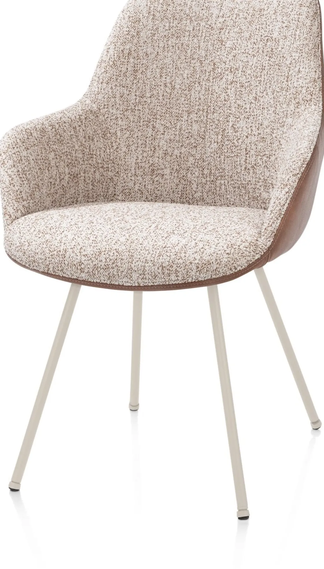 XOOON Mats, armstoel 4-poots - creme - combi Pala cognac + Luton koper^ Armstoelen