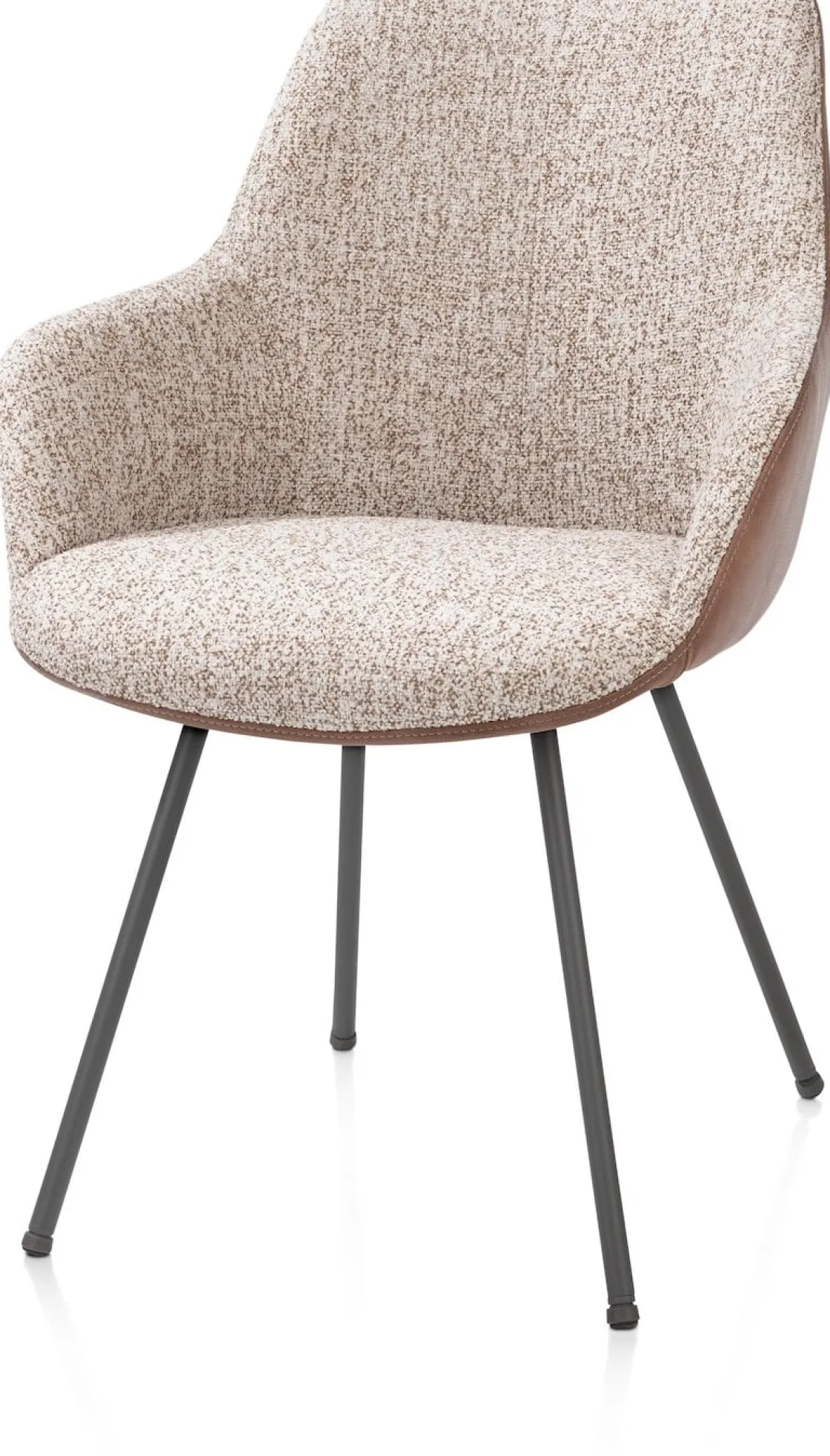 XOOON Mats, armstoel 4-poots - grafiet - combi Pala cognac + Luton koper^ Armstoelen