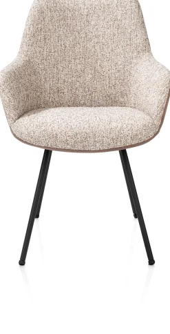 XOOON Mats, armstoel 4-poots - rough off black - combi Pala cognac + Luton koper^ Armstoelen