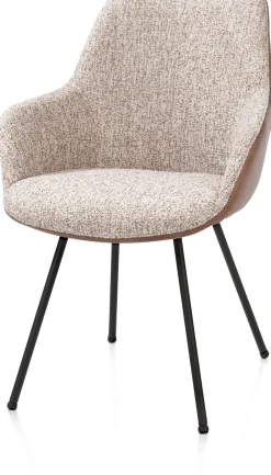 XOOON Mats, armstoel 4-poots - rough off black - combi Pala cognac + Luton koper^ Armstoelen