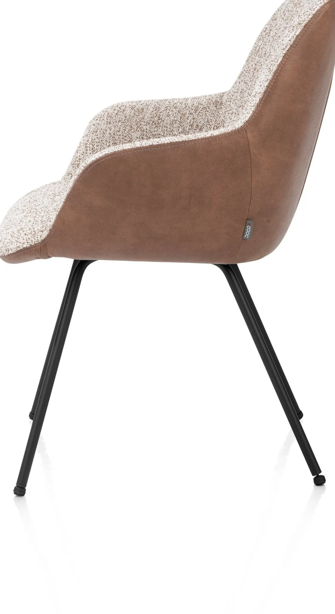 XOOON Mats, armstoel 4-poots - rough off black - combi Pala cognac + Luton koper^ Armstoelen