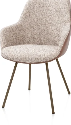 XOOON Mats, armstoel 4-poots - steelbrown - combi Pala cognac + Luton koper^ Armstoelen