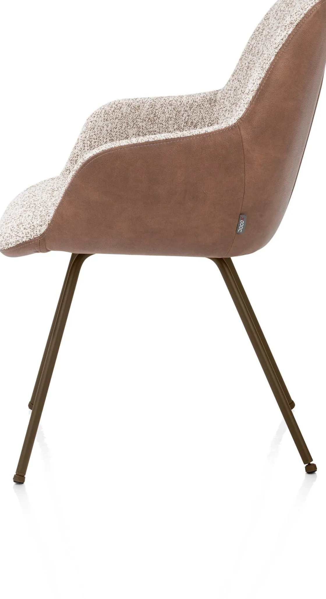 XOOON Mats, armstoel 4-poots - steelbrown - combi Pala cognac + Luton koper^ Armstoelen
