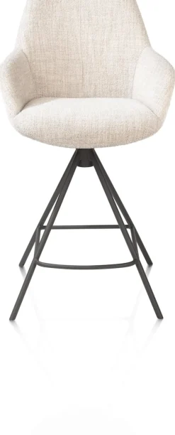 XOOON Mats, barstoel - metalen 4-pootjes - grafiet - Luton - Creme^ Barkrukken En Barstoelen