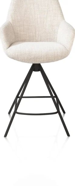 XOOON Mats, barstoel - metalen 4-pootjes - rough off black - Luton - Creme^ Barkrukken En Barstoelen