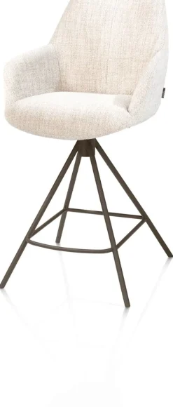 XOOON Mats, barstoel - metalen 4-pootjes - steelbrown - Luton - Creme^ Barkrukken En Barstoelen