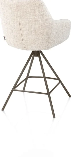 XOOON Mats, barstoel - metalen 4-pootjes - steelbrown - Luton - Creme^ Barkrukken En Barstoelen