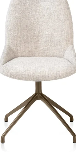 XOOON Mats, eetkamerstoel - draaibaar - steelbrown - Luton - Creme^ Eetkamerstoelen