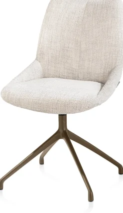 XOOON Mats, eetkamerstoel - draaibaar - steelbrown - Luton - Creme^ Eetkamerstoelen