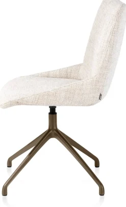 XOOON Mats, eetkamerstoel - draaibaar - steelbrown - Luton - Creme^ Eetkamerstoelen