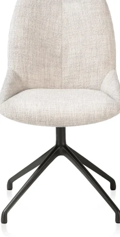 XOOON Mats, eetkamerstoel - draaibaar - rough off black - Luton - Creme^ Eetkamerstoelen