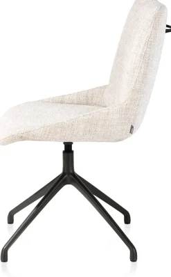 XOOON Mats, eetkamerstoel - draaibaar - rough off black - Luton - Creme^ Eetkamerstoelen