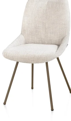 XOOON Mats, eetkamerstoel - 4-pootjes - steelbrown - Luton - Creme^ Eetkamerstoelen