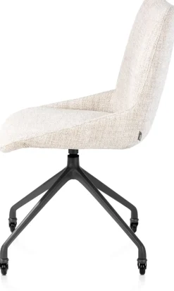 XOOON Mats, eetkamerstoel - wielen - grafiet - Luton - Creme^ Eetkamerstoelen