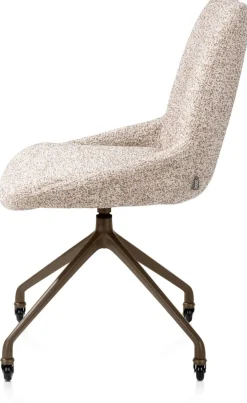 XOOON Mats, eetkamerstoel - wielen - steelbrown - Luton - koper^ Eetkamerstoelen