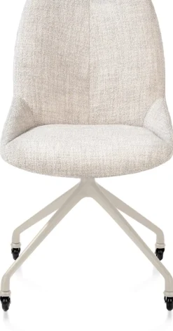 XOOON Mats, eetkamerstoel - wielen - creme - Luton - Creme^ Eetkamerstoelen