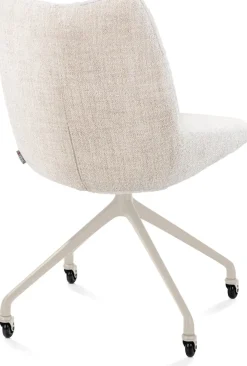 XOOON Mats, eetkamerstoel - wielen - creme - Luton - Creme^ Eetkamerstoelen