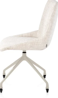 XOOON Mats, eetkamerstoel - wielen - creme - Luton - Creme^ Eetkamerstoelen