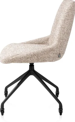 XOOON Mats, eetkamerstoel - wielen - rough off black - Luton - koper^ Eetkamerstoelen