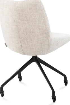 XOOON Mats, eetkamerstoel - wielen - rough off black - Luton - Creme^ Eetkamerstoelen