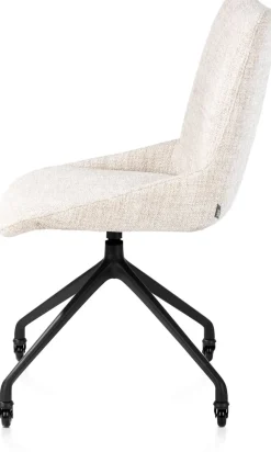 XOOON Mats, eetkamerstoel - wielen - rough off black - Luton - Creme^ Eetkamerstoelen