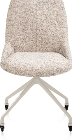XOOON Mats, eetkamerstoel - wielen - creme - Luton - koper^ Eetkamerstoelen